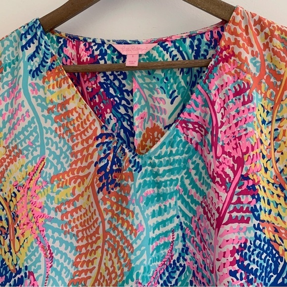 Lilly Pulitzer Asher Silk Top Blouse Small Electric Feel - Picture 3 of 8